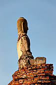 Ayutthaya, Thailand. Wat Chaiwatthanaram, seated Buddha statue of the east rectangular platform of the old ubosot. 